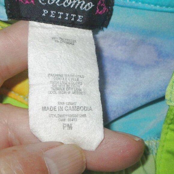 Cocomo STRETCH Jersey Size S M BLOUSE Tunic Top OMBRE Sleeveless V-NECK Colorful - Picture 4 of 8